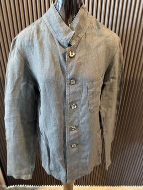CP Shades Vintage Pure Irish Linen Jacket | Chambray Blue | Size Medium